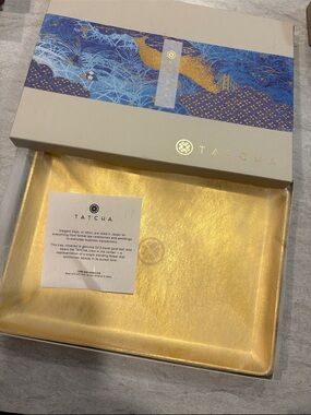 Tatcha Gold Decorative Tray with Branded Box